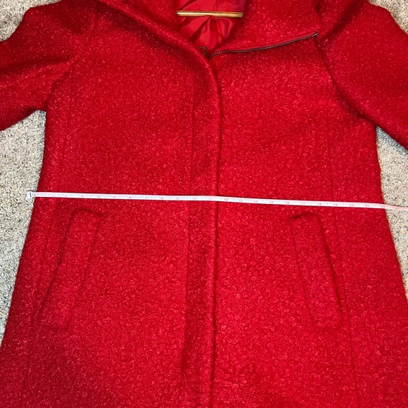 Ann Taylor Loft Boucle Funnel Neck Red Winter Coat Large - Picture 7 of 10